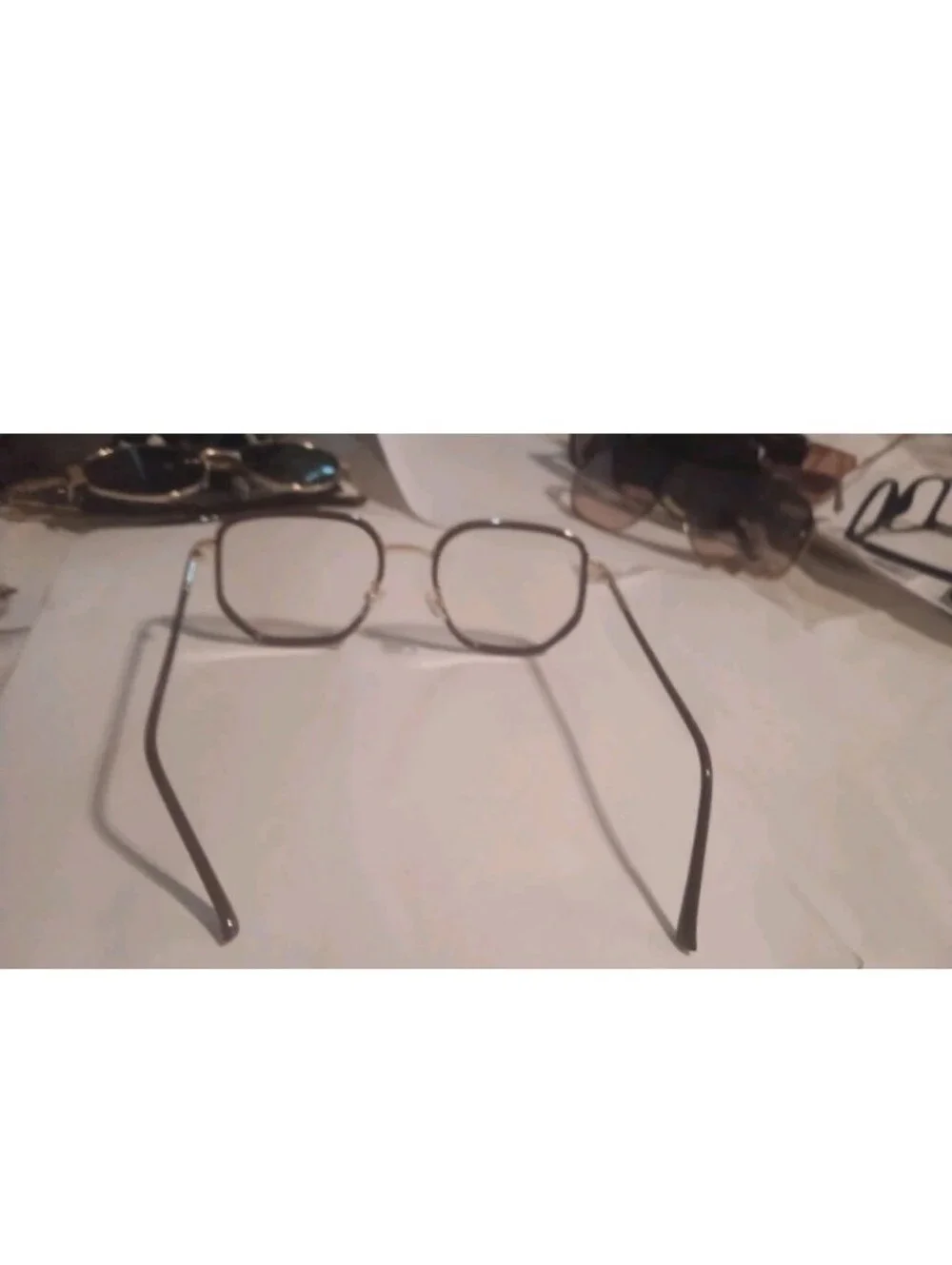 Classic Women's Geometric Metal Frame Glasses in Gold Non prescription